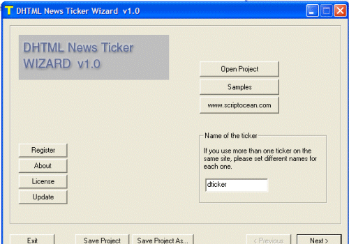 DHTML News Ticker Wizard