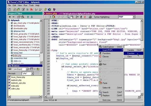 Davor's PHP Editor