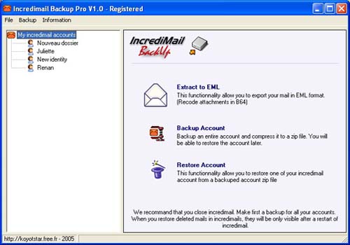 Incredimail backup PRO