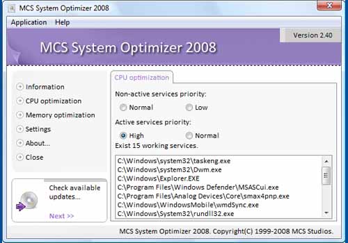 MCS System Optimizer 2008