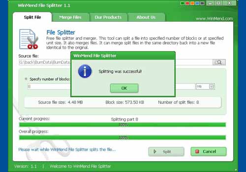 WinMend File Splitter