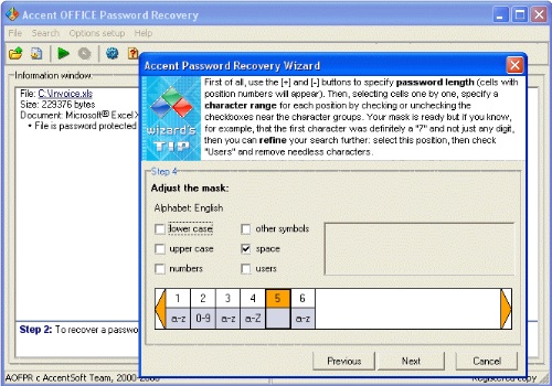 Accent OFFICE Password Recovery