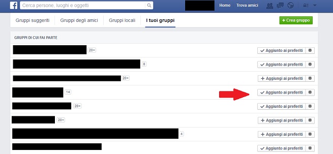 Facebook: come aggiungere un Gruppo ai Preferiti?