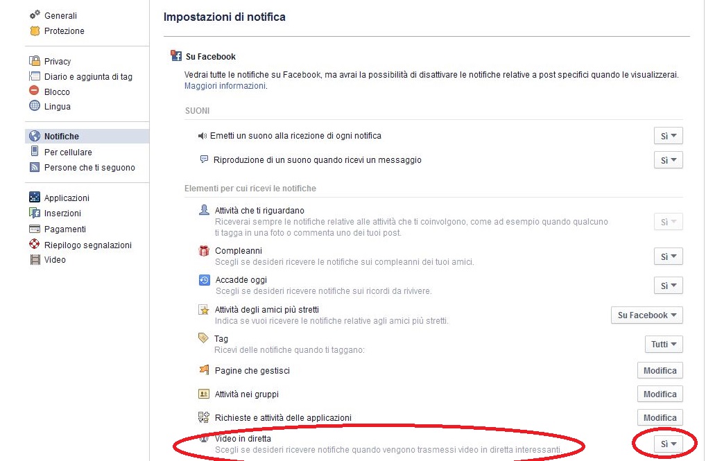 Facebook: come disattivare le notifiche dei video in live streaming