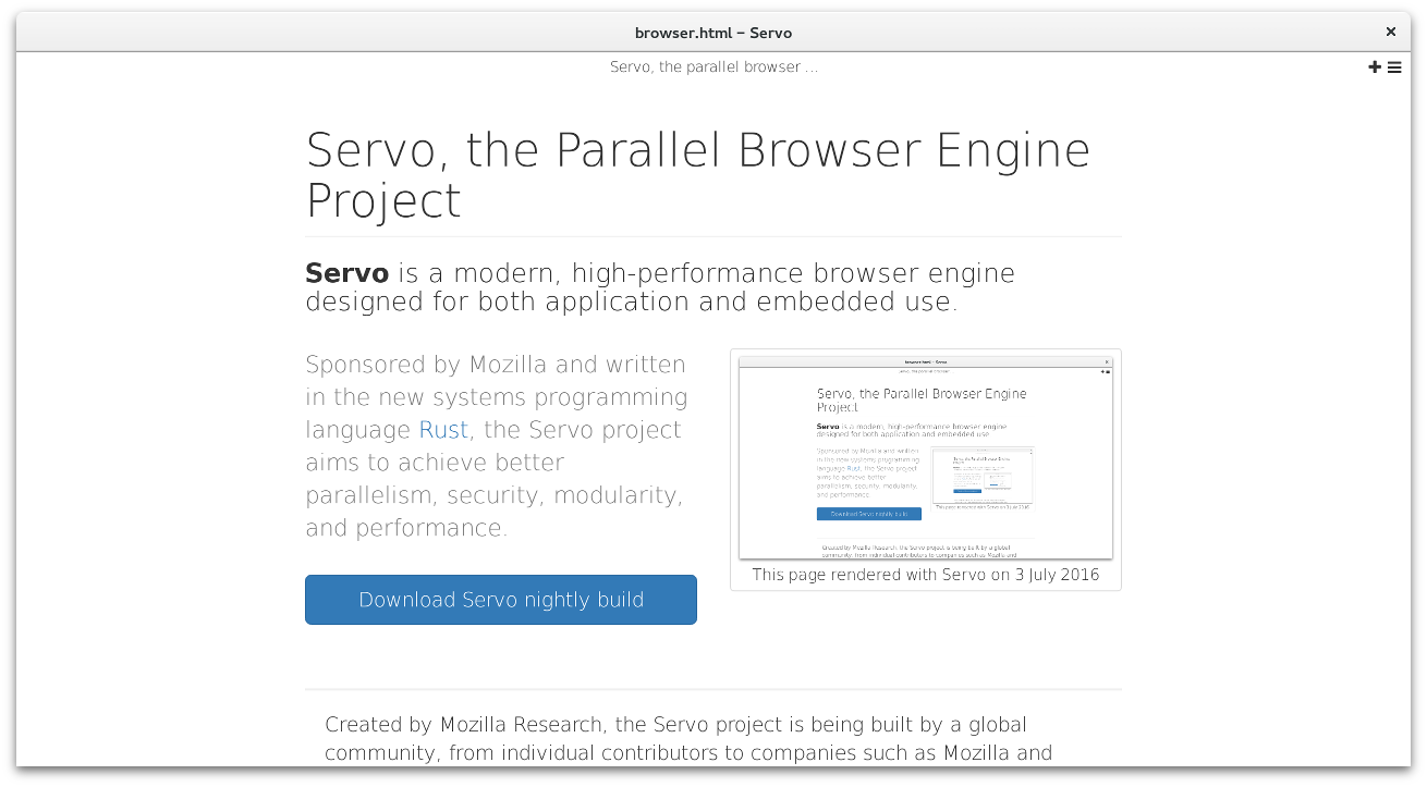 Servo engine: Mozilla pubblica le prime Nightly