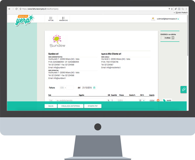 Fattura con Yerp