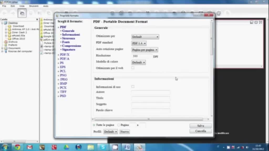 Utilizzare PDF24 per convertire un documento in pdf