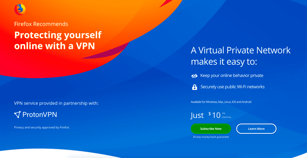 Mozilla: test sul nuovo servizio VPN