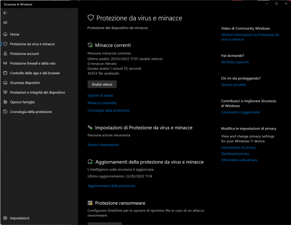 protezione virus e minacce