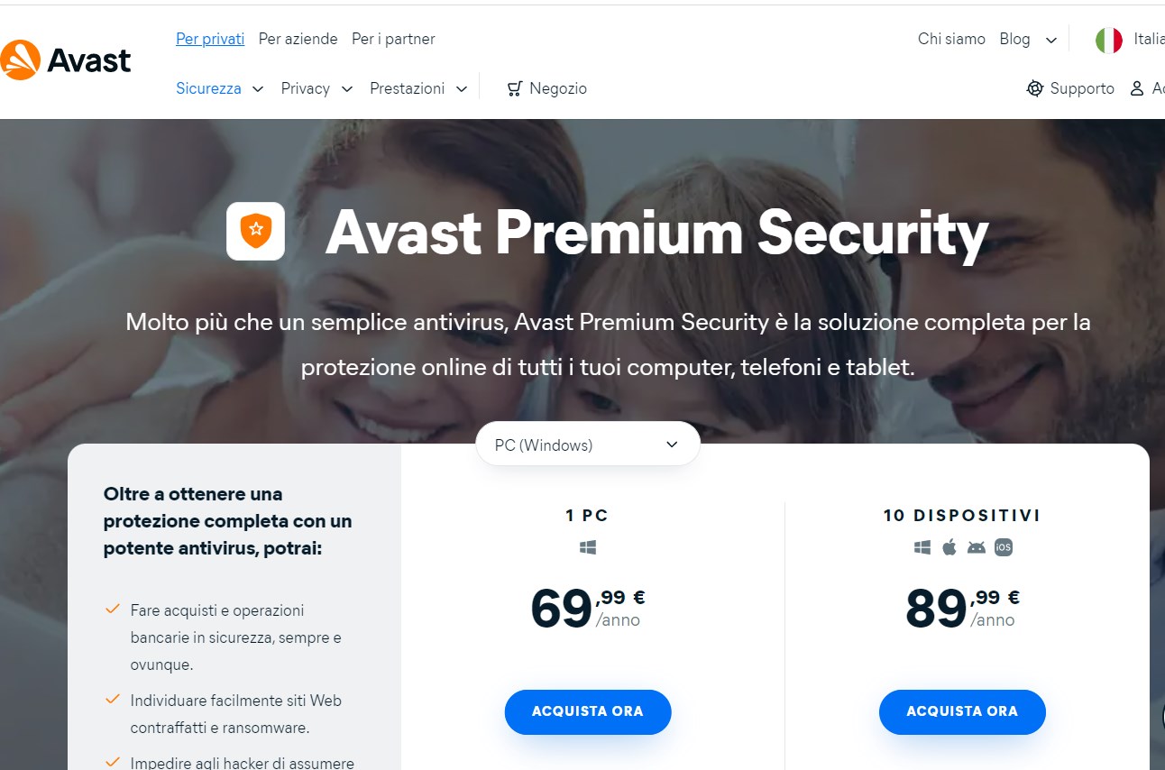 Avast Premium Security migliori antivirus