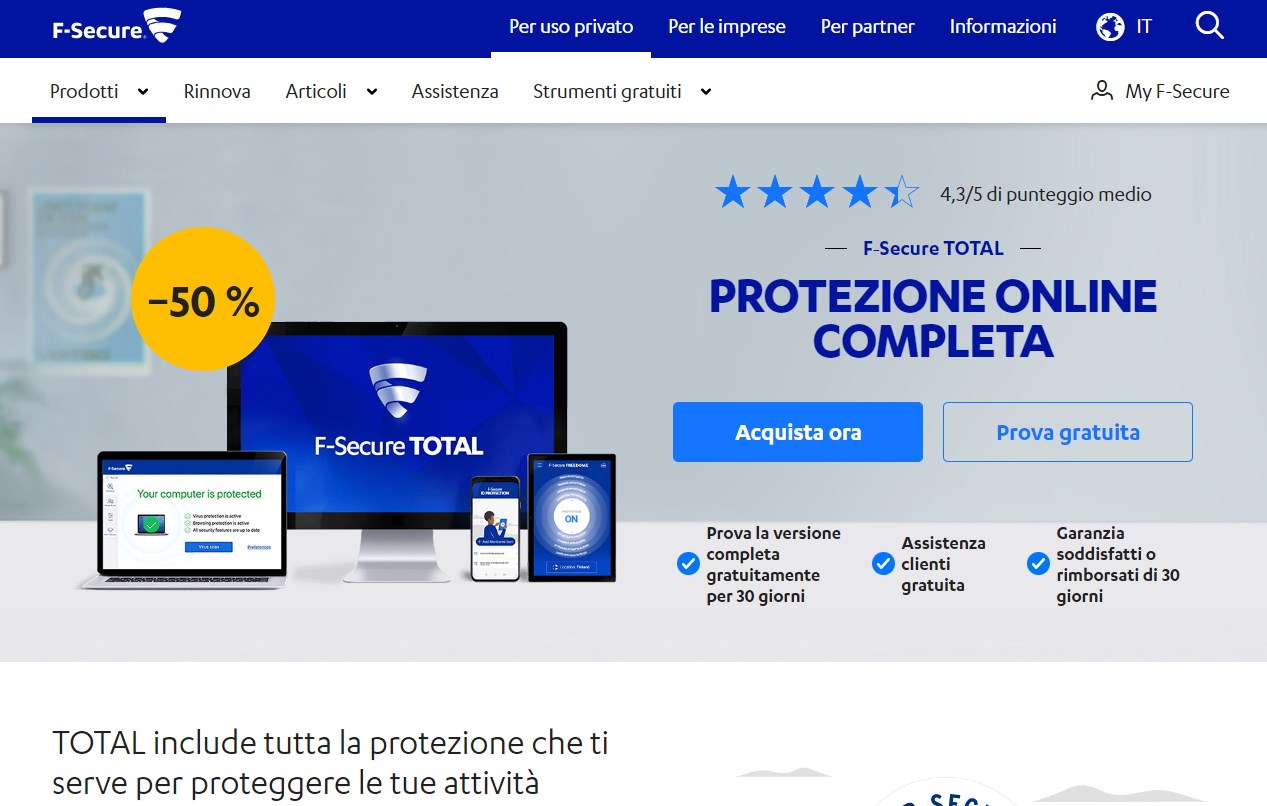 F-Secure Total migliori antivirus