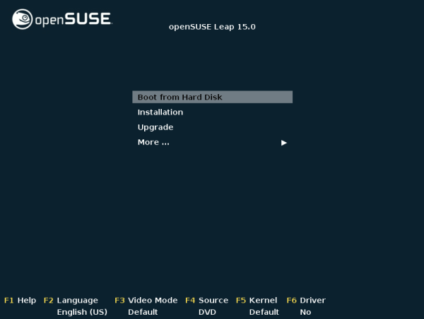 OpenSuse Boot Menu