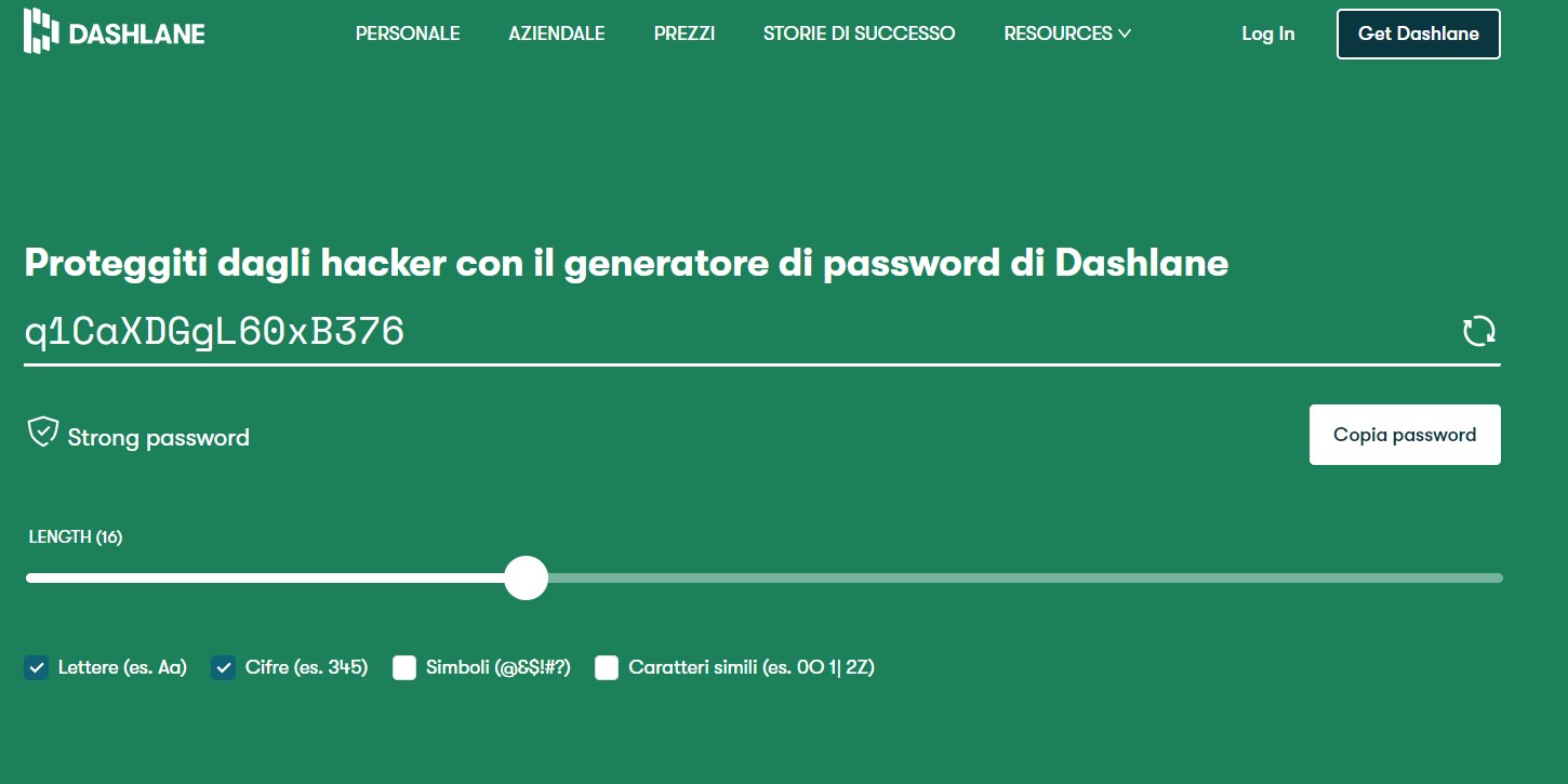 Dashlane password generator