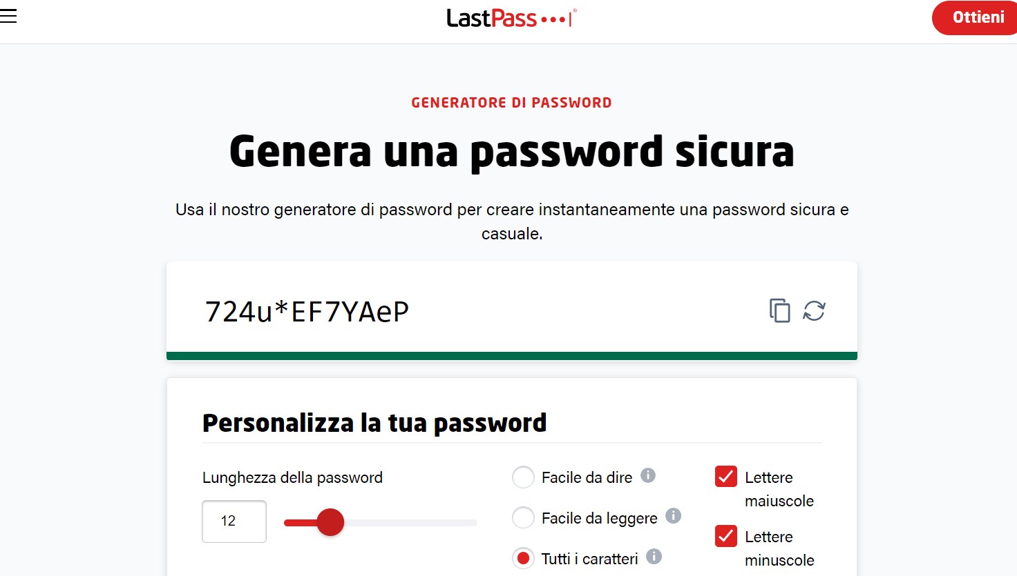 LastPass password generator