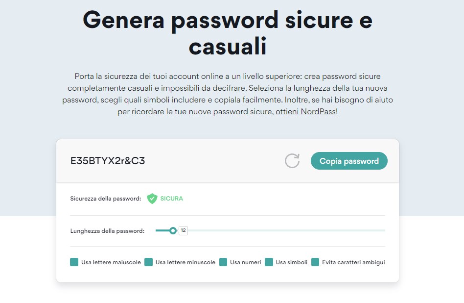 NordPass password generator