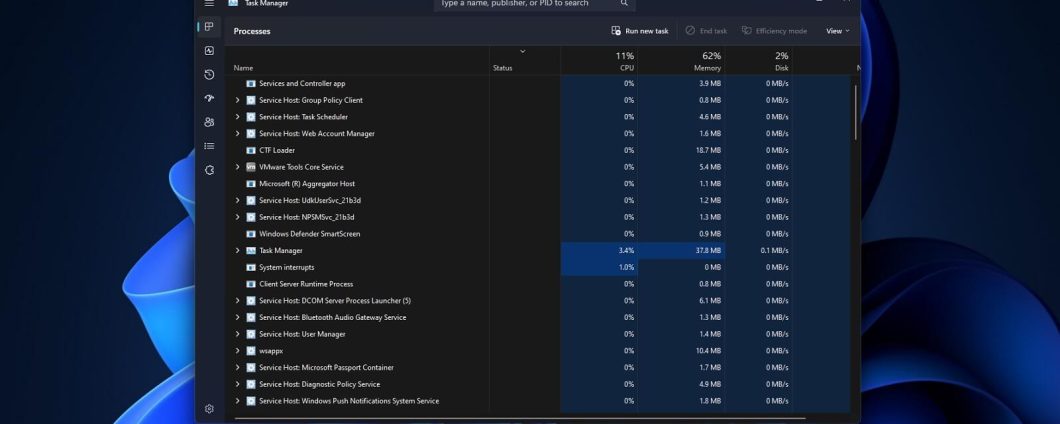 Windows 11: Microsoft aggiunge la ricerca al Task Manager