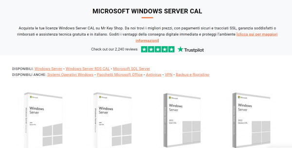 Acquistare Windows server CAL