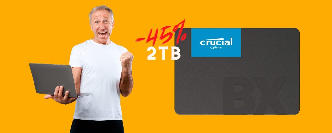 Crucial BX500: SSD da 2TB a un prezzo FOLLE su Amazon (-45%)