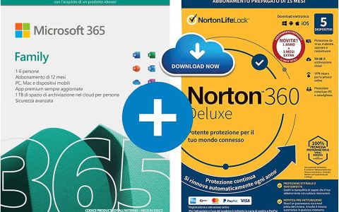 Microsoft 365 Family + NORTON 360 Deluxe: su Amazon OFFERTA ASSURDA per l'abbonamento