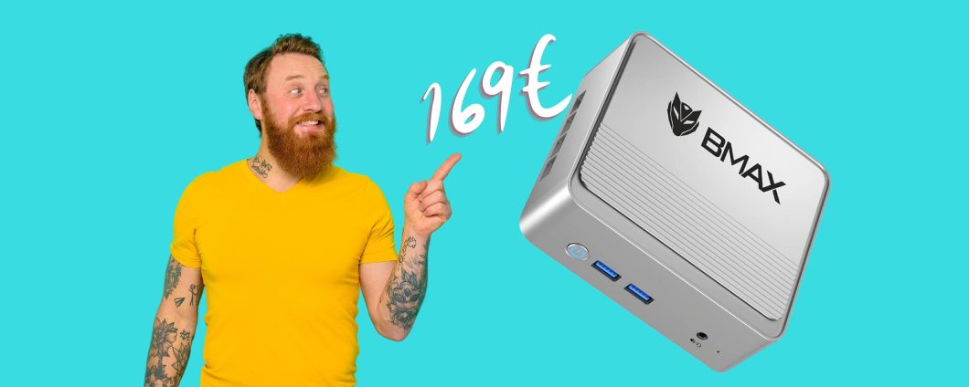 Mini PC con Windows 11 Pro, SSD da 256GB e 8GB di RAM a 169€