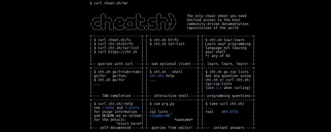 cheat.sh: cheat sheet per la programmazione e Linux