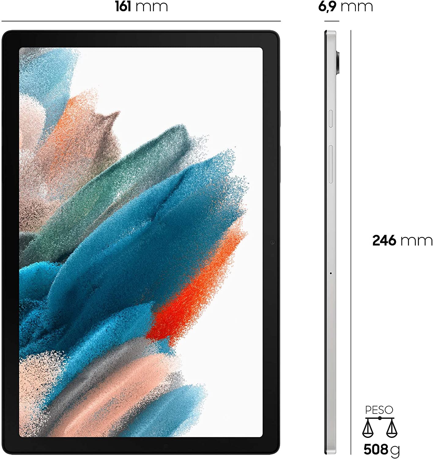 Samsung Galaxy Tab A8 - Silver - Dimensioni