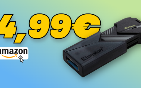 Penna USB 64GB Kingston: solo 4,99€ su Amazon, ed è subito SHOCK