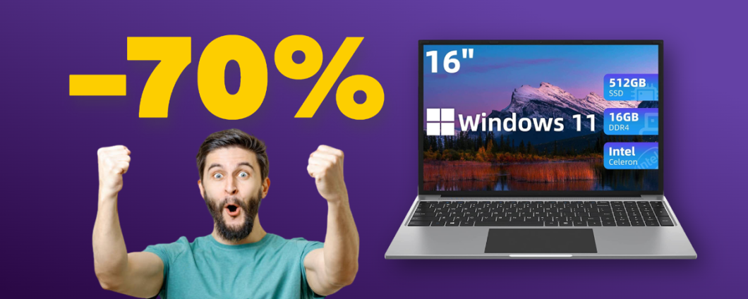 Notebook con Windows 11 e 16GB di RAM: FOLLIA Amazon con sconto del 70%