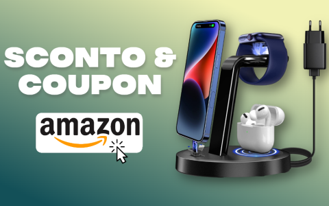 Stazione di ricarica 3-in-1 per iPhone, Apple Watch e AirPods: il REGALO di Amazon con sconto e coupon