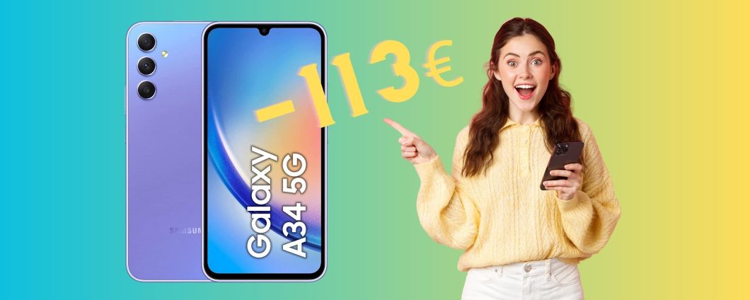 Samsung Galaxy A34 a 113€ in MENO su Amazon, PREZZONE