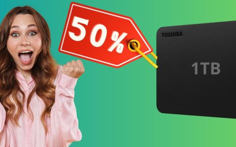 Toshiba: hard disk portatile da 1TB a 39€ su Amazon (-50%)