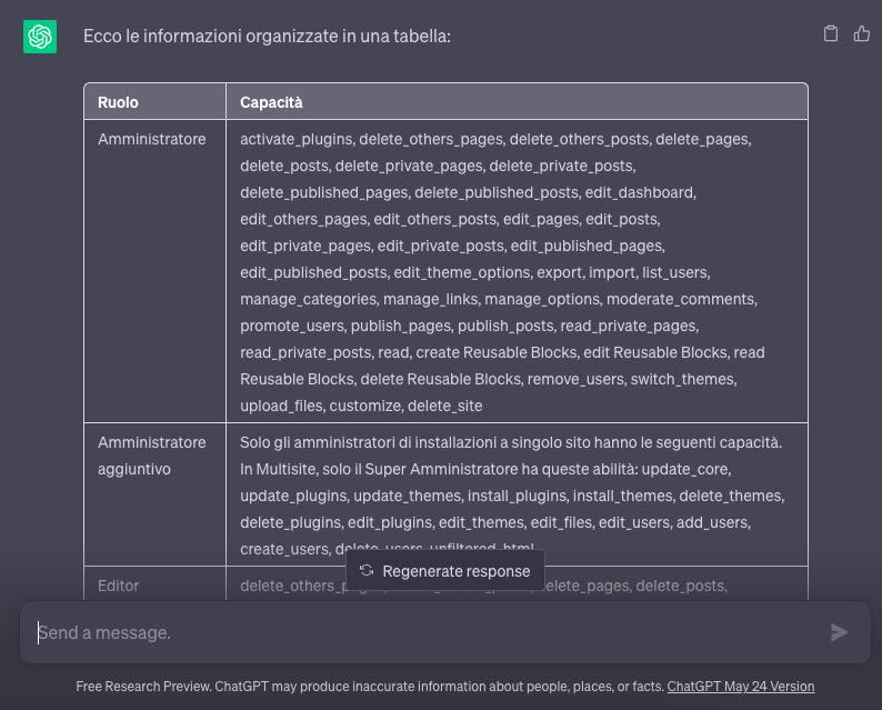 tabella chatgpt