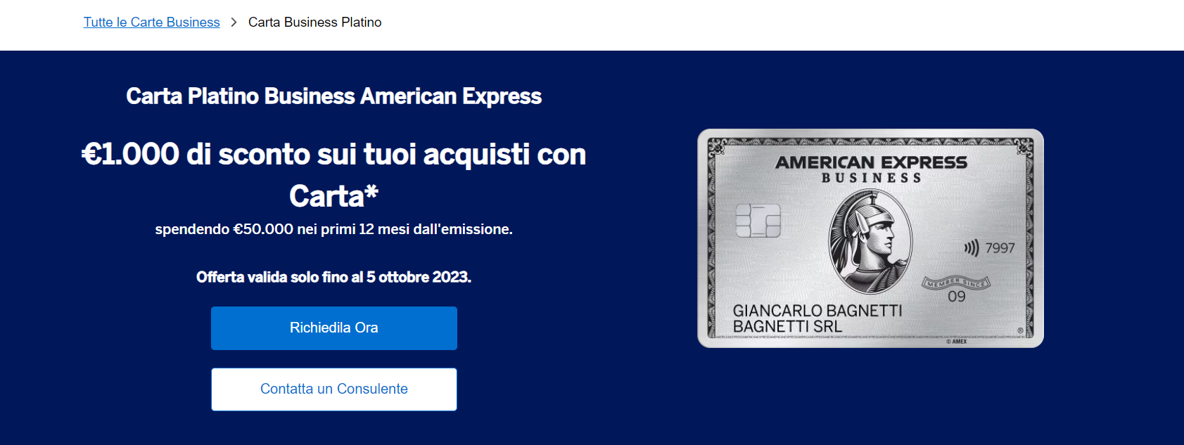 Carta Platino Business American Express