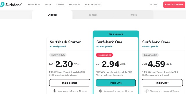 surfshark vpn 85 per cento di sconto