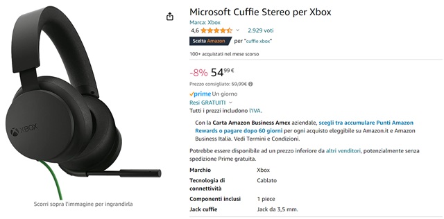 cuffie originali xbox 54 euro