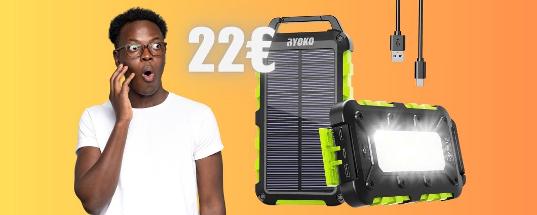 Power bank che si ricarica con il sole ed è anche una torcia (22€)