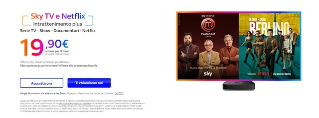 sky tv e netflix 19 90 euro