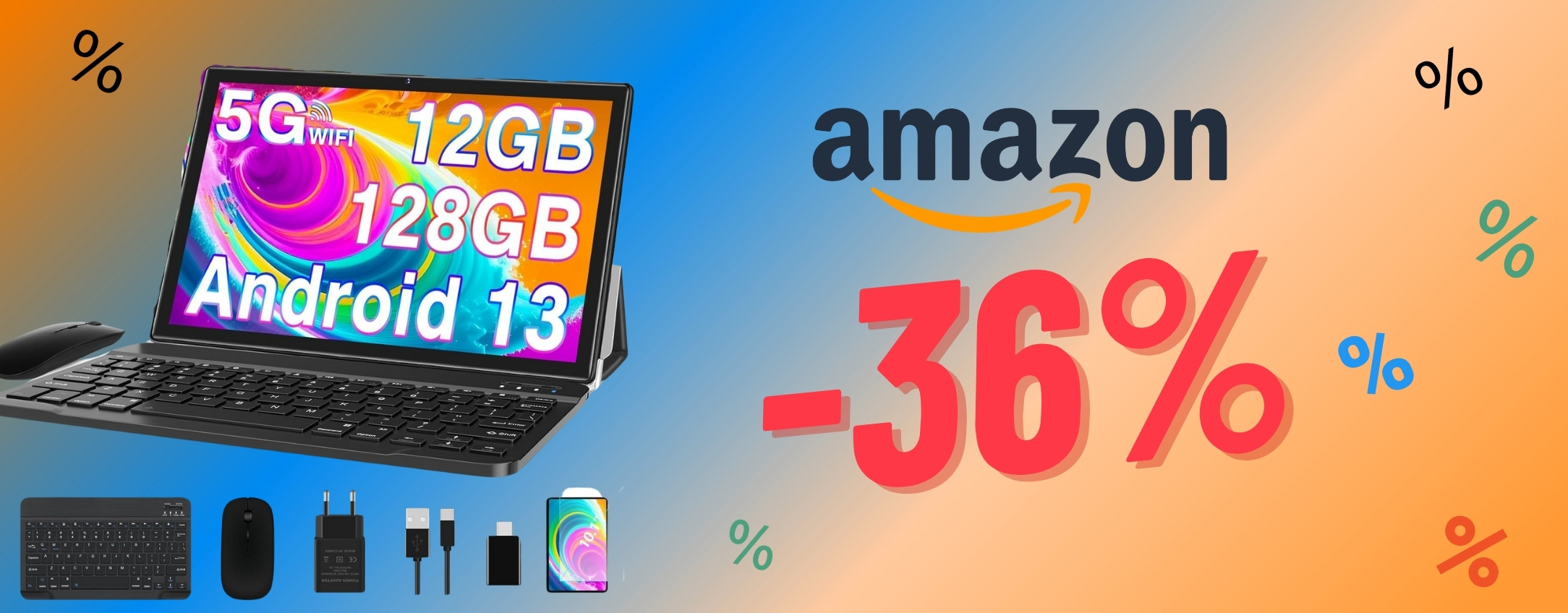 Tablet Android 13 con tastiera e mouse in SUPER OFFERTA su