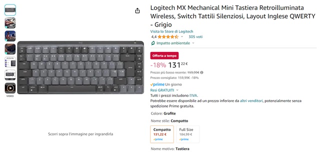 logitech mx mechanical 131 euro amazon