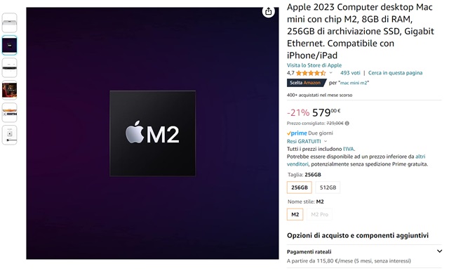 mac mini m2 579 euro amazon