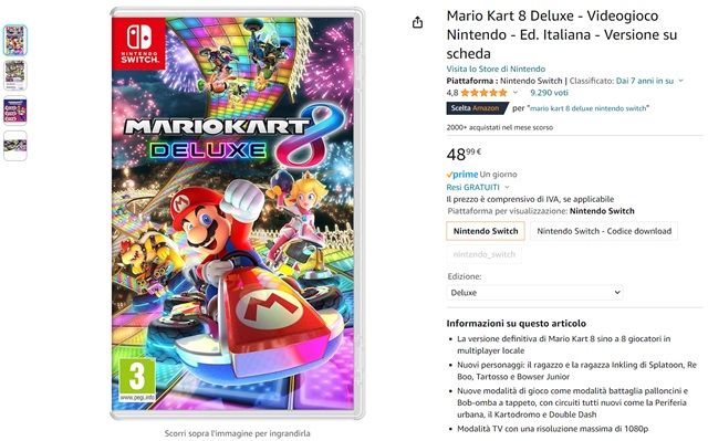 mario kart 8 deluxe 48 euro amazon