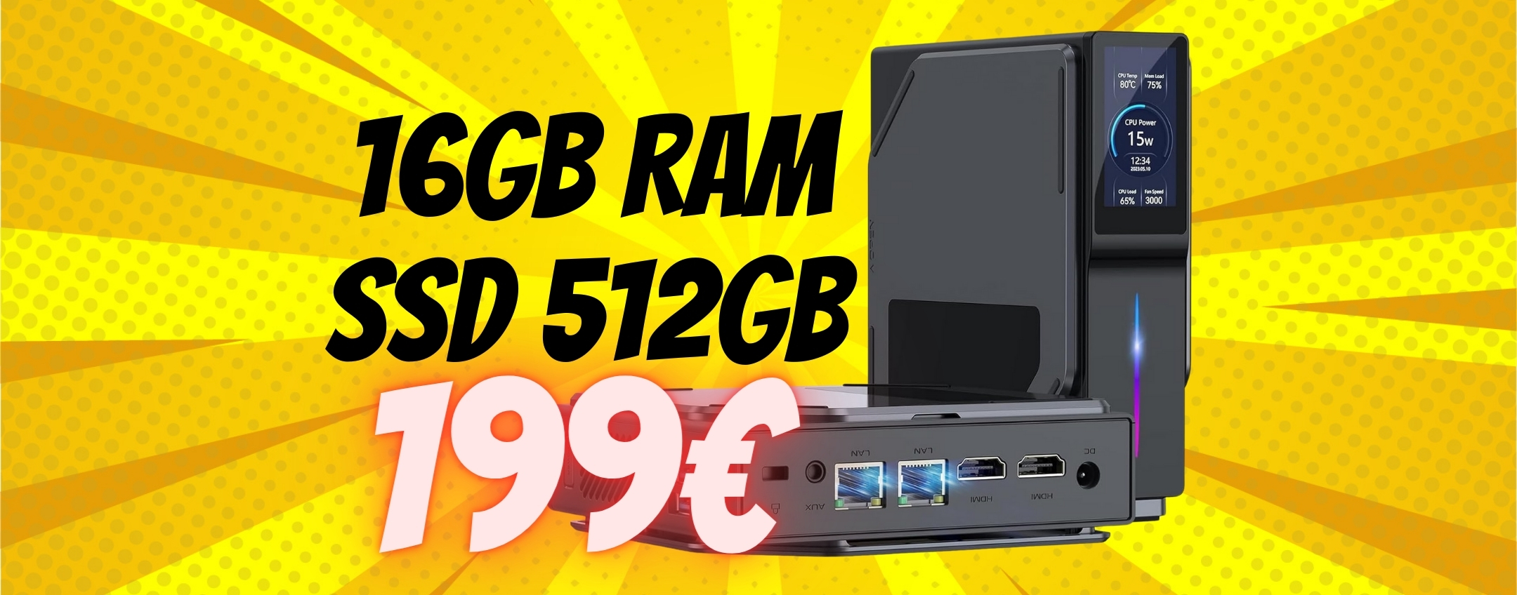 Mini PC con 16GB RAM, SSD 512GB e Intel: coupon sconto  (-70€)