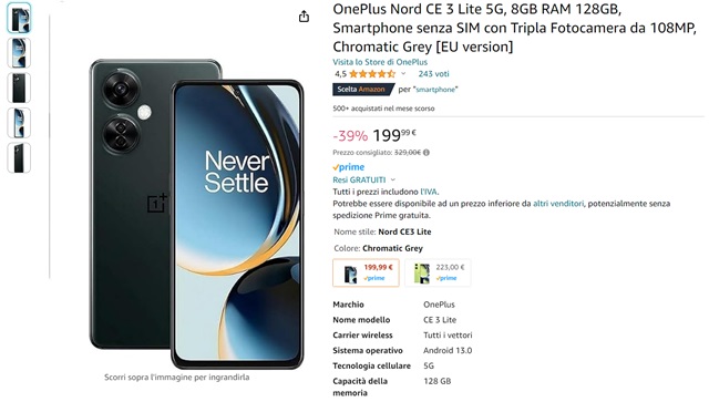 oneplus nord ce 3 lite 199 euro amazon