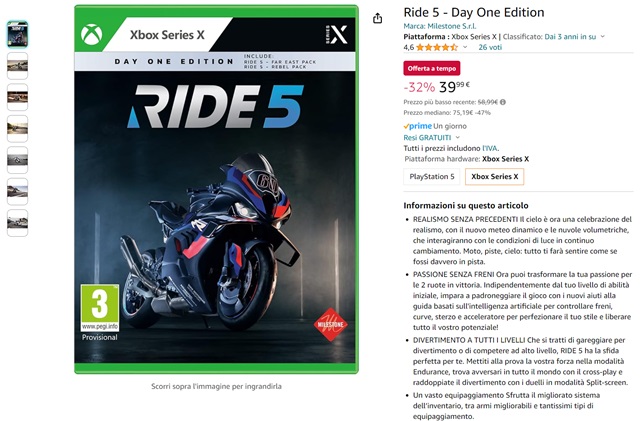 ride 5 xbox series x 39 euro amazon