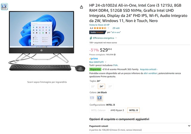 hp 24 529 euro amazon