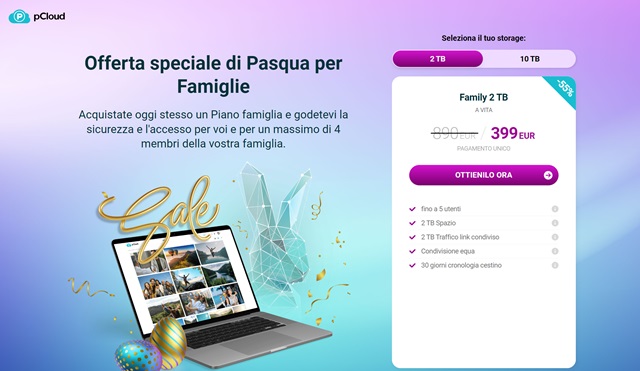 offerta speciale pasqua pcloud