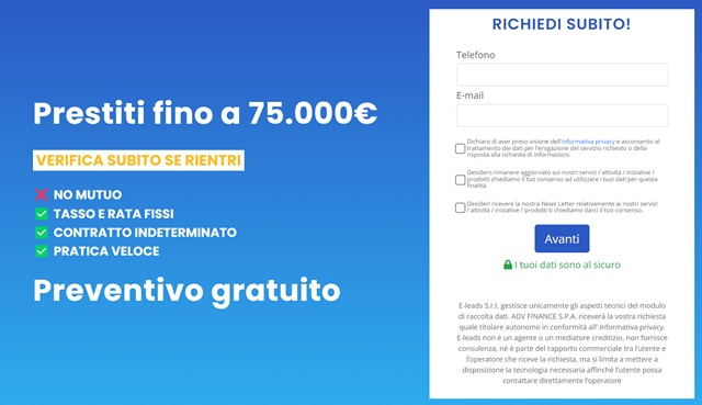 richiedi subito preventivo supercredito