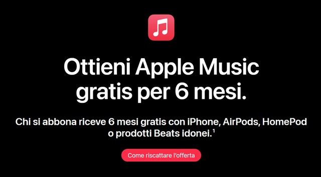 come riscattare offerta apple music