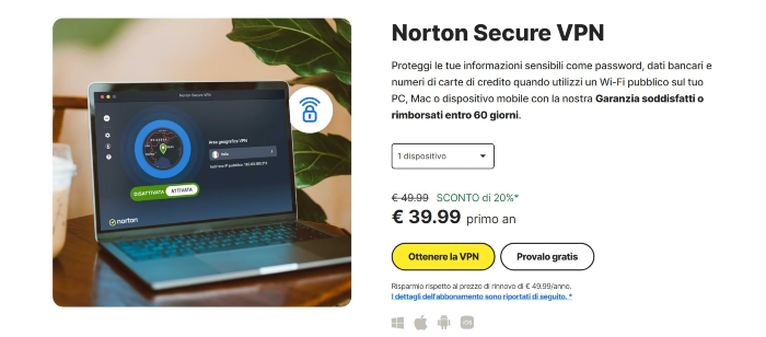 Norton Secure VPN, prova gratuita e sconto