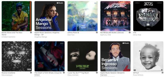 Apple Music, catalogo